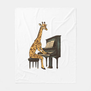 Cute Giraffe Playing Piano Giraffes Musician Music Fleece Blanket