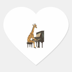 Cute Giraffe Playing Piano Giraffes Musician Music Heart Sticker