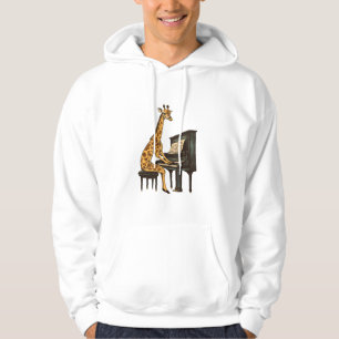 Cute Giraffe Playing Piano Giraffes Musician Music Hoodie