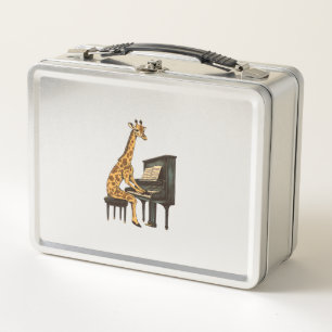 Cute Giraffe Playing Piano Giraffes Musician Music Metal Lunch Box