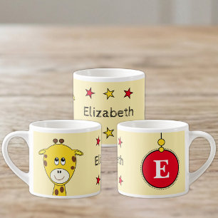 Cute giraffe red yellow with stars child's espresso cup