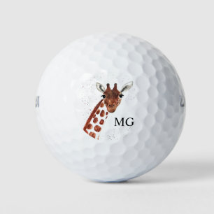 Cute Giraffe Safari Animal Africa Nature Monogram Golf Balls