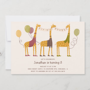 Cute Giraffe Safari Birthday Zoo Party for Kids Invitation