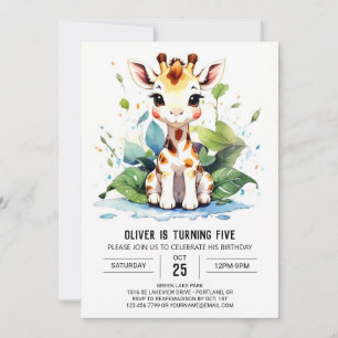 Cute Giraffe Safari Serenity Birthday Invitation