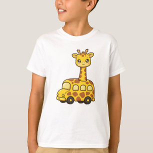 Cute Giraffe School Bus - Kawaii Back To School T-Shirt
