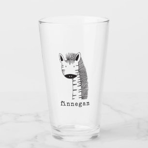 Cute Giraffe Simple Line Illustration Custom Name Glass
