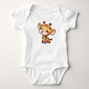 Cute Giraffe Sticking its Tongue Baby Bodysuit