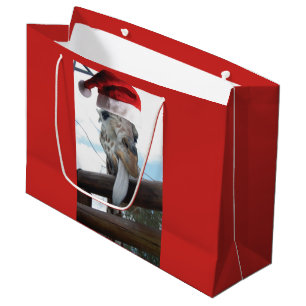 Cute Giraffe Sticking tongue out for Christmas Large Gift Bag