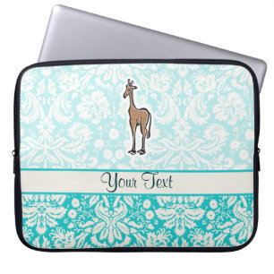 Cute Giraffe; Teal Laptop Sleeve