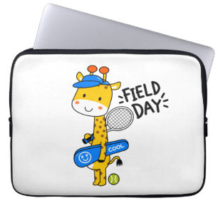 Cute Giraffe Tennis Field Day – Fun Sports Charact Laptop Sleeve