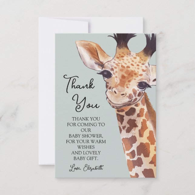 Cute Giraffe Thank You Card (Front)