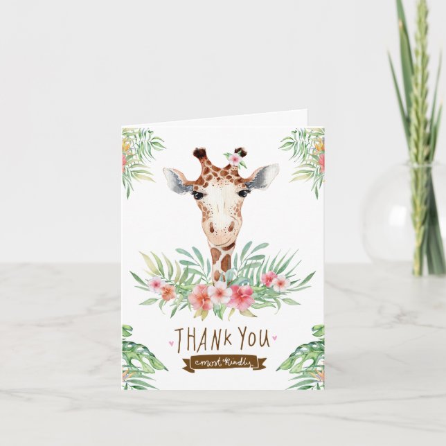 Cute Giraffe Thank You Card (Front)