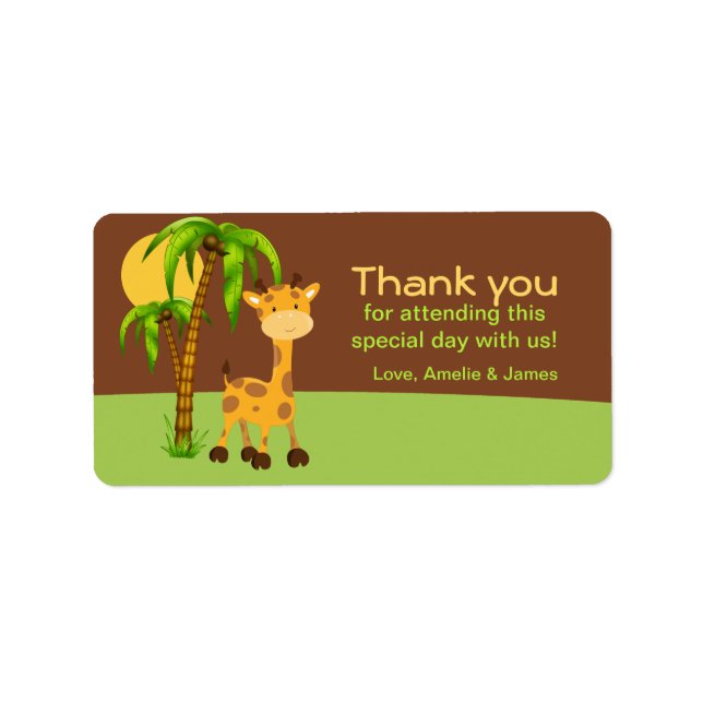 Cute Giraffe Thank you  Label (Front)
