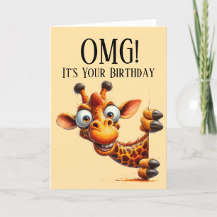 Cute Giraffe Theme Birthday Card