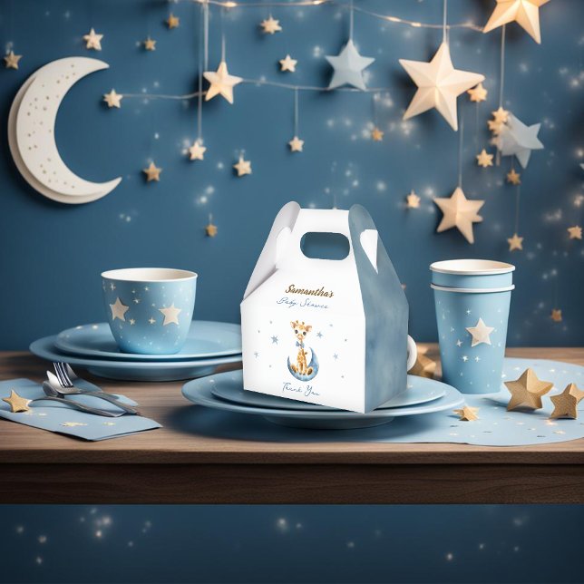 Cute Giraffe Watercolor Boy Baby Shower Favour Box (Creator Uploaded)