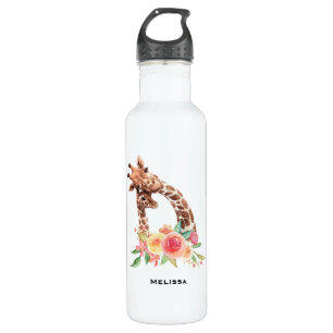 Cute Giraffe Watercolor Mom & Baby 710 Ml Water Bottle