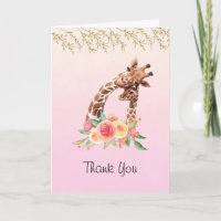 Cute Giraffe Watercolor Mom & Baby Thank You