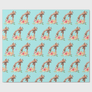 Cute Giraffe Watercolor Mom & Baby Wrapping Paper