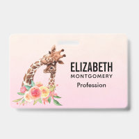 Cute Giraffe Watercolor Mum & Baby