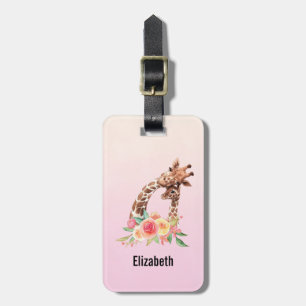 Cute Giraffe Watercolor Mum & Baby Luggage Tag