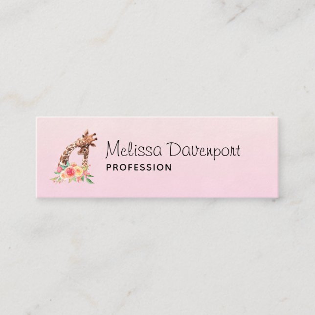 Cute Giraffe Watercolor Mum & Baby Mini Business Card (Front)