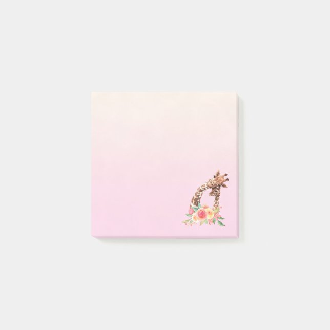 Cute Giraffe Watercolor Mum & Baby Post-it Notes (Front)