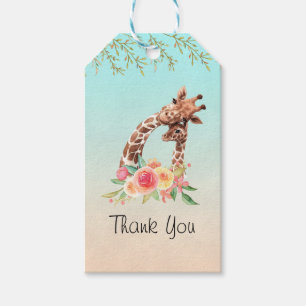 Cute Giraffe Watercolor Mum & Baby Thank You Gift Tags