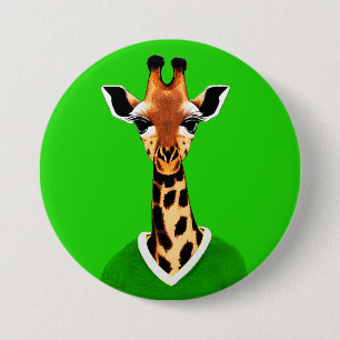 Cute Giraffe Wearing a Green Sweater 7.5 Cm Round Badge
