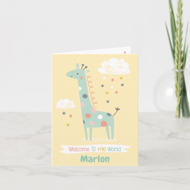 Cute Giraffe Welcome to the World Card (Front)