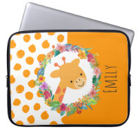 Cute Giraffe with a Floral Wreath Personalised