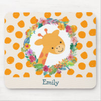 Cute Giraffe with a Floral Wreath Personalised
