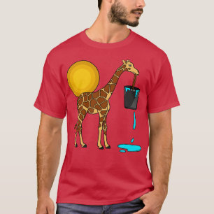 Cute giraffe with an overflowing bucket of water T-Shirt