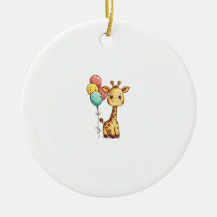 Cute Giraffe With Balloons Ceramic Tree Decoration