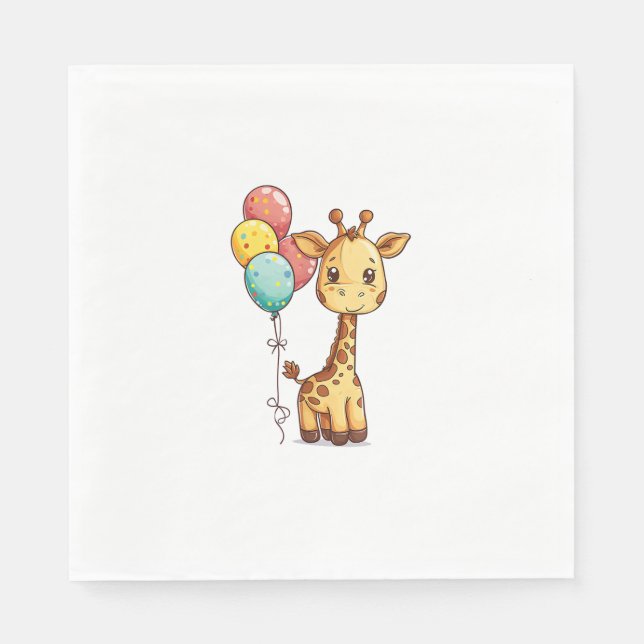 Cute Giraffe With Balloons  Napkin (Front)