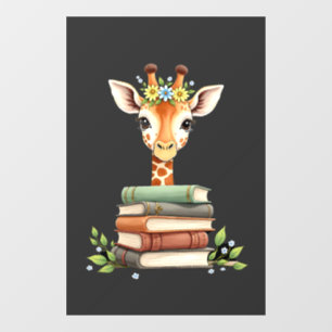 Cute Giraffe With Book Floral Bookworm Librarian B