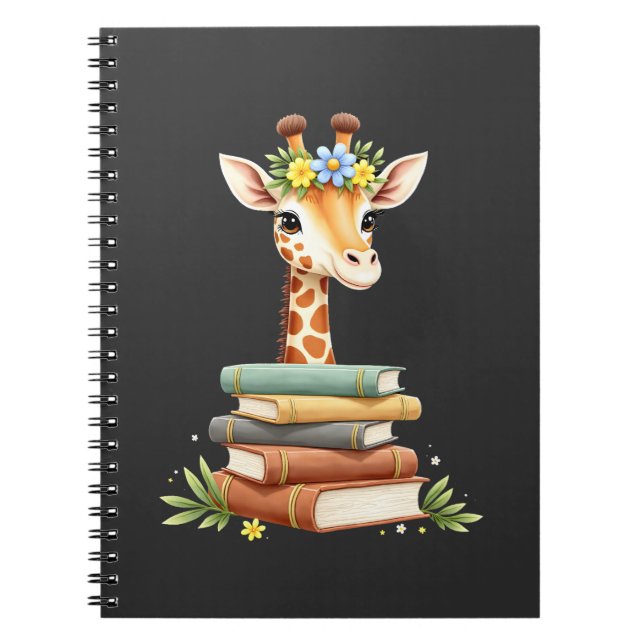 Cute Giraffe With Book Floral Bookworm Librarian B (Front)