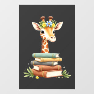 Cute Giraffe With Book Floral Bookworm Librarian B