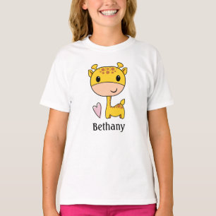 Cute Giraffe With Heart Pesonalized  T-Shirt
