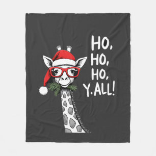 Cute Giraffe With Santa Hat Merry Xmas Giraffe Lov Fleece Blanket