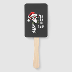 Cute Giraffe With Santa Hat Merry Xmas Giraffe Lov Hand Fan