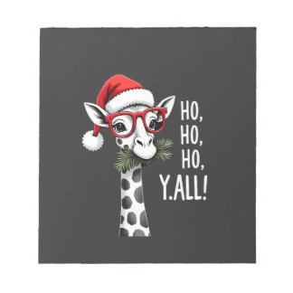 Cute Giraffe With Santa Hat Merry Xmas Giraffe Lov Notepad