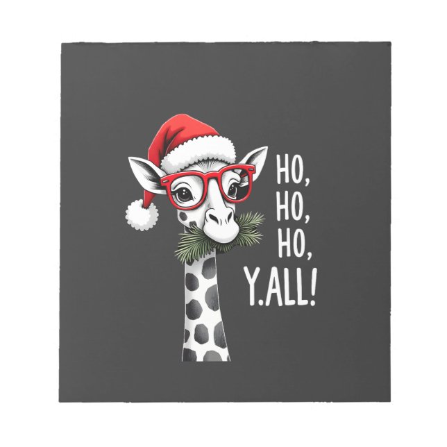 Cute Giraffe With Santa Hat Merry Xmas Giraffe Lov Notepad (Front)