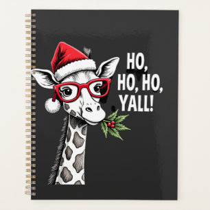 Cute Giraffe With Santa Hat Merry Xmas Giraffe Lov Planner