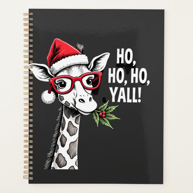 Cute Giraffe With Santa Hat Merry Xmas Giraffe Lov Planner (Front)