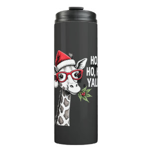 Cute Giraffe With Santa Hat Merry Xmas Giraffe Lov Thermal Tumbler