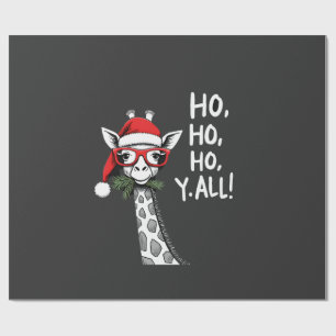Cute Giraffe With Santa Hat Merry Xmas Giraffe Lov Wrapping Paper