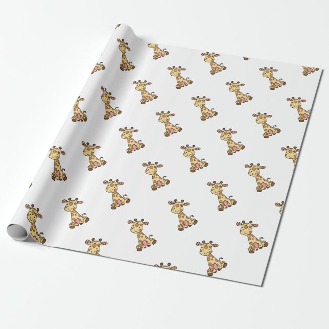 CUTE GIRAFFE WRAPPING PAPER (Unrolled)