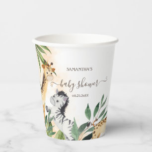 Cute Giraffe,Zebra Leaves Baby Shower Paper Cups