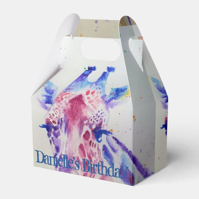 Cute Giraffe Zoo Animal Birthday Cake Favour Box (Front Side)