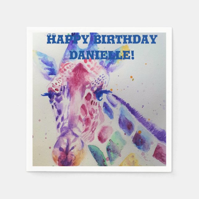 Cute Giraffe Zoo Animal Decor Serviette Napkins (Front)